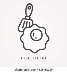 Line icon fried egg