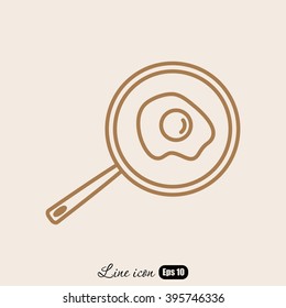 Line icon- fried egg in a frying pan