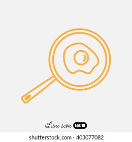 Line icon- fried egg in a frying pan