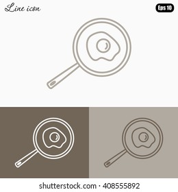 Line icon- fried egg in a frying pan
