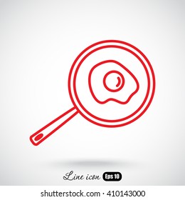Line icon- fried egg in a frying pan