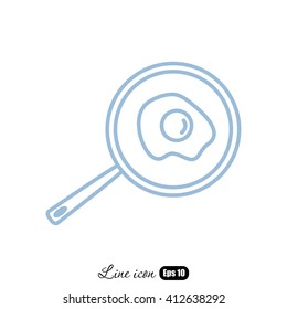 Line icon- fried egg in a frying pan