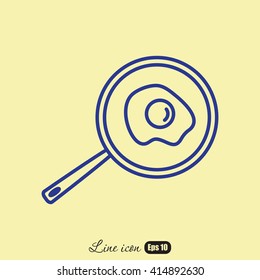 Line icon- fried egg in a frying pan