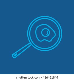 Line icon- fried egg in a frying pan