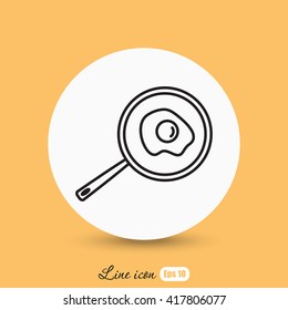 Line icon- fried egg in a frying pan