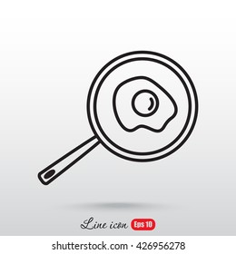 Line icon- fried egg in a frying pan