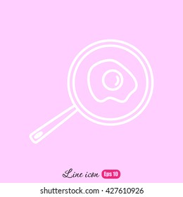 Line icon- fried egg in a frying pan