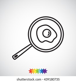 Line icon- fried egg in a frying pan