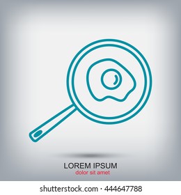 Line icon- fried egg in a frying pan