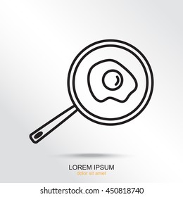 Line icon- fried egg in a frying pan