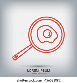 Line icon- fried egg in a frying pan