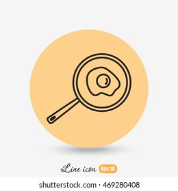 Line icon- fried egg in a frying pan