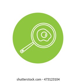 Line icon- fried egg in a frying pan