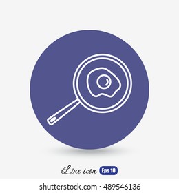 Line icon- fried egg in a frying pan