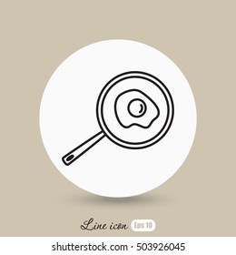 Line icon- fried egg in a frying pan