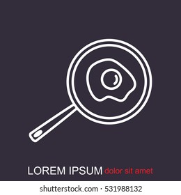 Line icon- fried egg in a frying pan