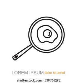 Line icon- fried egg in a frying pan