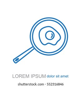Line icon. fried egg in a frying pan