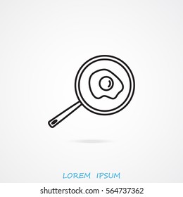 Line icon- fried egg in a frying pan