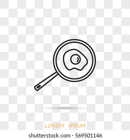 Line icon- fried egg in a frying pan