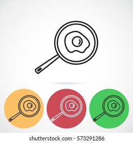 Line icon- fried egg in a frying pan