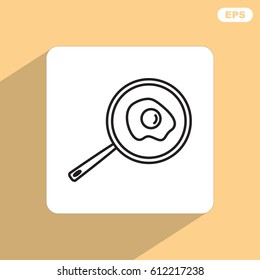 Line icon- fried egg in a frying pan