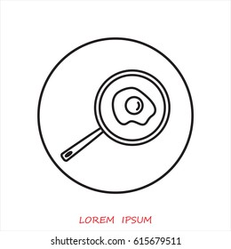 Line icon- fried egg in a frying pan