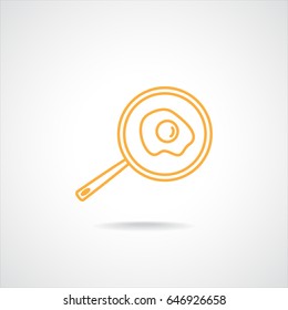 Line icon- fried egg in a frying pan