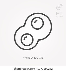 Line icon fried eggs
