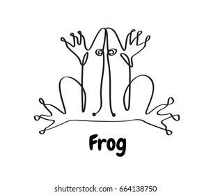 line icon frog animals black white. vector