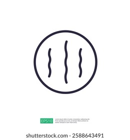 Line Icon Of A Fruit Representing Melon In Minimalistic Design And Soft Colors. Fruit melon icon design minimal illustration vector simple fresh healthy natural food colorful