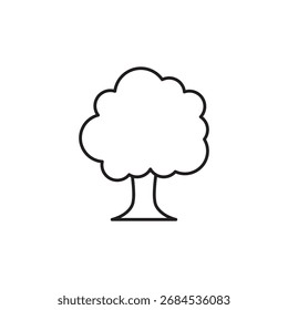 Ícone de linha de uma árvore completa, simbolizando a natureza, crescimento e ecologia.