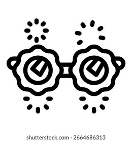 Icono de línea de gafas divertidas, accesorio para celebrar la fiesta de carnaval