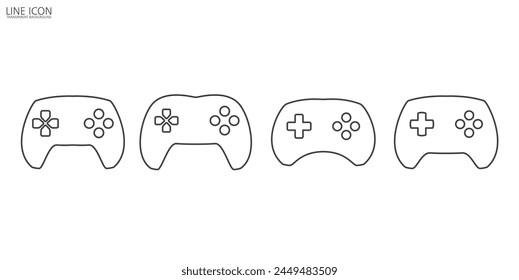 Line-Symbol der Spielkonsole, Video-Spielkonsole. Spiel Joystick Vektorgrafik, Game Controller Symbolzeichen, Gamepad-Symbol Vektorillustration Logo Vorlage im trendigen Linienstil Transparenter Hintergrund.