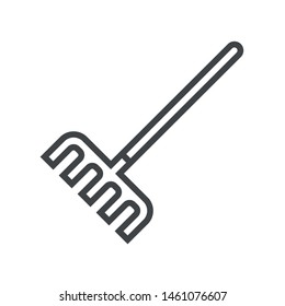 Line icon garden rake. Simple vector illustration with ability to change.