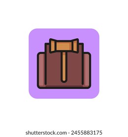 Line icon of gavel with paper. Court, auction, trial. Judgment concept. Can be used for topics like legislation, law, judicial system