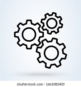 Line icon gear engine settings. Vector machine illustration.