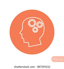 Line icon-   gear in head