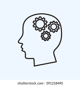 Line icon-   gear in head