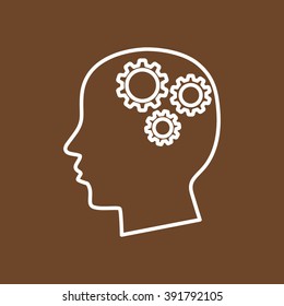 Line icon-   gear in head