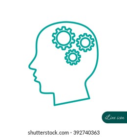 Line icon-   gear in head