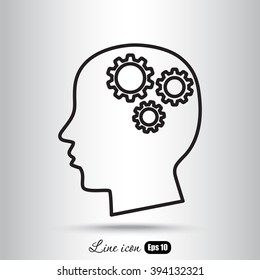 Line icon-   gear in head