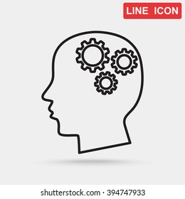Line icon-   gear in head