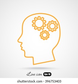 Line icon-   gear in head