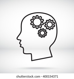 Line icon-   gear in head