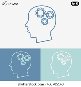 Line icon-   gear in head