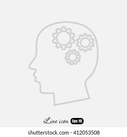 Line icon-   gear in head