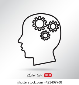 Line icon-   gear in head