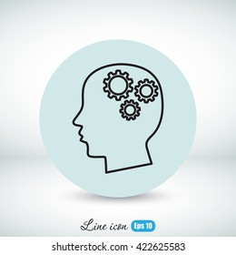 Line icon-   gear in head