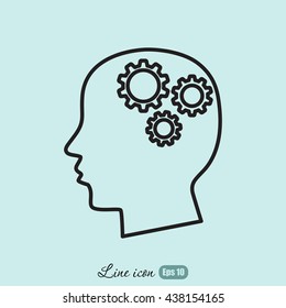Line icon-   gear in head